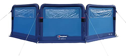 Berghaus Air Break Windstop with Clear Window Panels and Blinds, 3 Panel, 5 Metre, Waterproof, Structured Windbreak from the Air Tent Collection, Camping Equipment, 6000mm HH, Blue