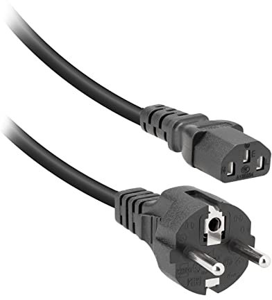 Netzkabel für PC, Drucker, Monitor, IEC C13 Stecker, Schuko-Stecker, 1,5 Meter lang, knitterfrei, Rastnase