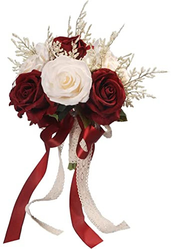 Bouquets De Mariage pour La Mariée, Champagne Blanc Et Rose Bordeaux Bouquets De Mariée pour La Mariée, Bouquet De Fleurs Artificielles pour La Décoration De La Maison De L'église De Mariage