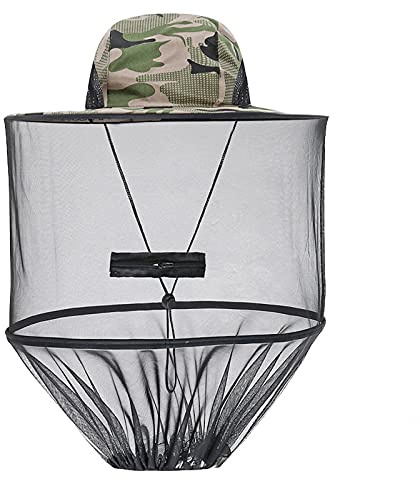 Mosquito Head Net Hat Sun Hat with Removable Netting Beekeeping Hat Insect Net Veil Hat Outdoor Jungle Bucket Hat Face Neck Protection Head Cover for Beekeeper Hiking Fishing Camping Gardening