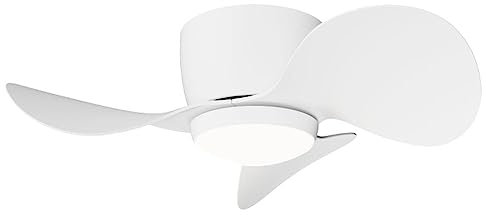 Ventilador de techo pequeño moderno color Blanco, Motor DC silencioso con luz LED 20W 2000 lúmenes y mando a distancia Monty