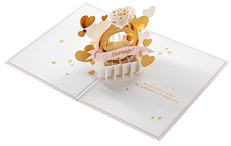 Hallmark Verlobungskarte Feier Glückwunsch 3D Goldring Pop Up Design Herzen Liebe