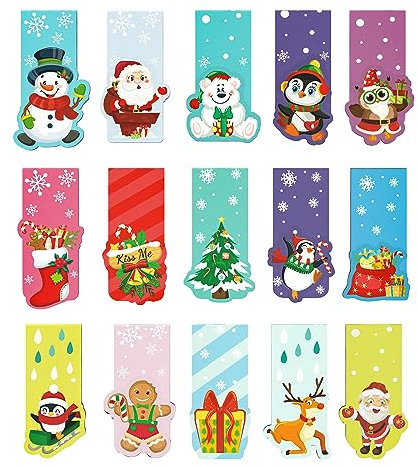JSRQT 30 Stück Lesezeichen Magnetisch Weihnachts Lesezeichen Markierungen Book Marks Niedlichen Bookmark Magnet Lesezeichen Schule Zubehör Lesezeichen Personalisiert für Lehrer Studenten Buchliebhaber