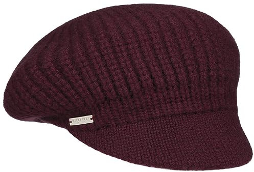 Seeberger Cashmere Ballonmütze Schirmmütze Schildmütze Strickcap (One Size - Bordeaux)