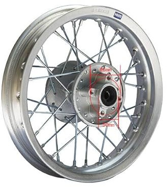 HMParts Alu Felge 12 Zoll hinten Silber Eloxiert Geeignet für fast alle Modelle mit 12 mm Achse Dirt Bike, Pit Bike, XMOTOS, MotoCross