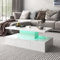 Merax LED Couchtisch Wohnzimmertisch mit Schubladen Hochglanz, Modern Beistelltisch Kaffeetisch mit Zwei Ablageebenen, Multifunktionaler Sofatisch Mitteltisch, 100 x 50 x 39 cm, Weiß