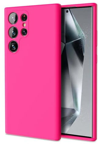ZUSLAB Custodia Silicone Compatible with Galaxy S24 Ultra 2024, Gel di Silicone Liquido Antigraffio e Antishock, Protezione Slim-Fit e Bumper per Galaxy S24 Ultra Rosa Shocking