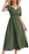 GRACE KARIN Green Maxi Dress for Ladies Summer Short Puff Sleeve V Neck Ruched Wedding Guest Victorian Dresses for Women M Size 14