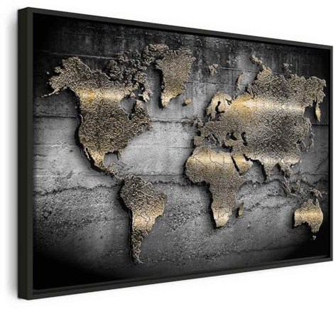 B&D XXL - Leinwandbild Abstrakte Landkarte, 60x40 cm, Schlafzimmer, modern | Hochwertige Leinwand, sofort aufhängbar, ideal fürs Wohn- oder Schlafzimmer, wasserfest und lichtecht, langlebig, stilvoll