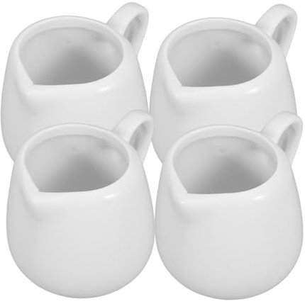 CIYODO 4 cucharas de salsa, jarras de leche de cerámica, jarra de leche pequeña, para crema, jarras pequeñas de salsa de 25 ml, jarabe, contenedor de almacenamiento de cerámica, para amantes del café,