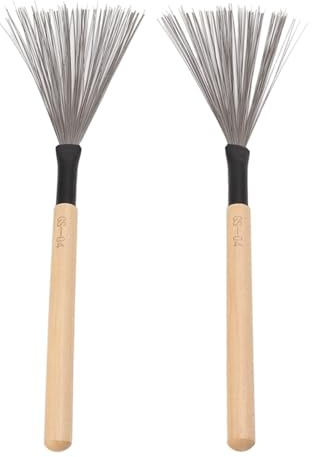 Drum Stick Brush Set Maple Wooden Handle Steel Wire Drum Brush Percussion Tool Instrument Accessory Kit Wood Color