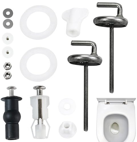 Toilet Seat Screws Fittings, 6PCS Stainless Steel Hinge Fixing Kit Replacements Universal Hinges Screws Quick Release Toilet Seat Fittings for WC Toilet Blind Holes