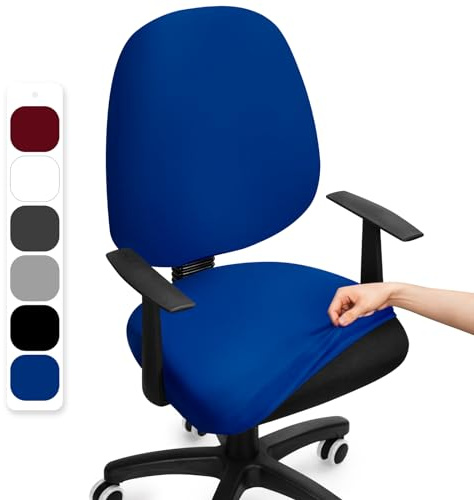 BalladHome Bürostuhl Bezug Stretch Bezug Für Bürostuhl Universal Office Computer Stuhlbezug Drehbare Office Stuhlbezüge Abnehmbare Waschbare Bürostuhls Stuhlhussen Bezug (Blau,1PC)-F