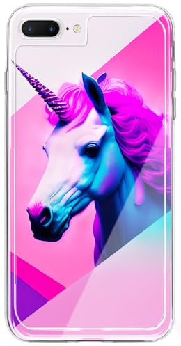 Berkin Arts Kompatibel mit iPhone 8 Plus Hülle/iPhone 7 Plus Hülle Klare Rosa TPU Cover Tierisches Einhorn fantastisches Design mystisch