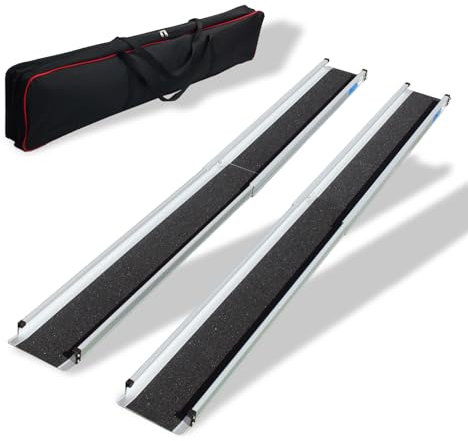 TRUTZHOLM 2 x Teleskoprampe Rollstuhlrampe 135-244 cm Traglast 272 Alu grau schwarz beschichtet inkl. Tasche
