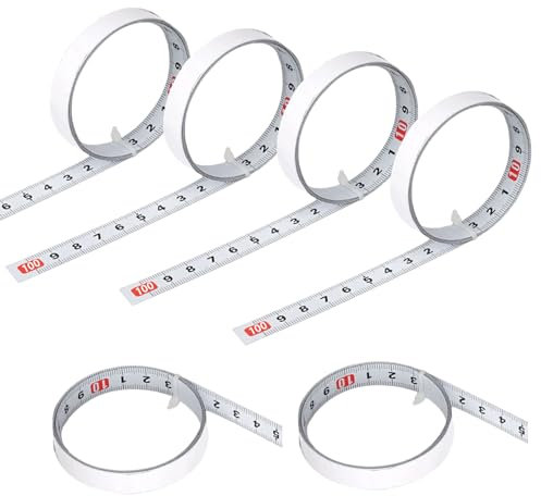 CHENYU 6 Rolls self Adhesive Measuring Tape Stainless 1M Metric Scale Miter Track Adhesive Tape Measure for T-Track Router Table Saw Woodworking Tool (White)