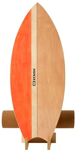 XCMAN Surf Balance Board Trainer mit Rolle - Stabilitätstrainer,Für Erwachsene, Balance-Board zum Surfen, Snowboarden, Skateboarden, Hockey (Rocket Orange)