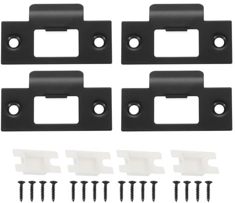 sourcing map Door Deadbolt Strike Plates Stainless Steel T Cam Block Door Locks Latch Strike Plate for Exterior Door Reinforce Security Black Pack of 4