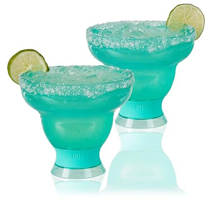 Host Freeze Cocktail, Frozen Cup Double Wall Plastic Margarita Set Moderno Bicchieri Aqua Blue Set di 2