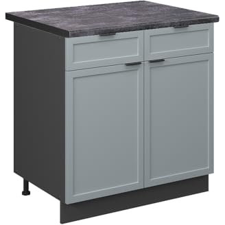 Vicco Kitchen base cabinet Fame-Line, Light blue-grey, 80 cm, WT Anthracite
