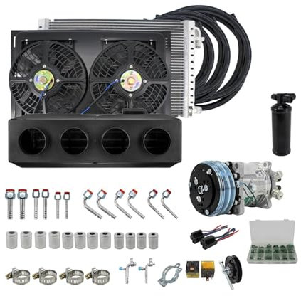 RV65F 12V/24V Aire Acondicionado 508 Kit De Compresor Universal, For Minibús Camioneta Tractor Excavadora AC A/C, Aire Acondicionado(24V Cool and Heat)