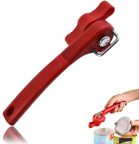 Dosenöffner Aus Rostfreiem Stahl, 2 in 1, Ohne Scharfe Kanten, Ergonomisch, Für Restaurants und Küchen, Rot