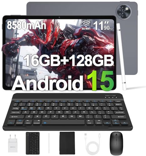 DOOGEE U11 2025 Neueste Android 15 Tablet mit Tastatur, 16GB RAM + 128GB ROM (2TB TF) Gaming Tablets 11 Zoll, 8580mAh | Widevine L1 | GPS | OTG, Tablet mit Stift, Maus, Tastatur, Hülle, Schutzfolie
