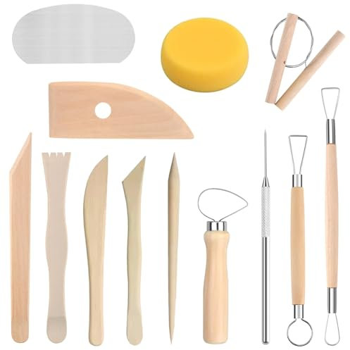 Longivia® 13 Piezas Herramientas Arcilla Secado al Aire en Madera de Haya - Palillos de Modelar Arcilla Polimerica o Sculpd – Kit Engobes para Ceramica Fria - Barro para Modelar