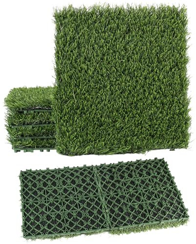 Prato artificiale per terrazze, piastrelle per prato, per esterni, 30 x 30 cm, in plastica, per giardino, balcone, terrazza