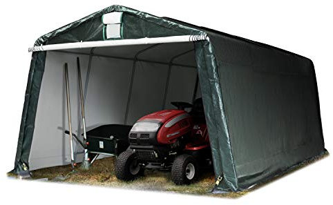 TOOLPORT Tendone Garage 3,3 x 6,2 m Verde, Costruzione Stabile in Acciaio con Telo PE Garage per Bicicletta