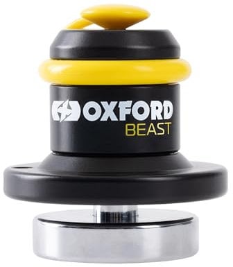 Oxford Beast Lock LK121 | High Security Motorcycle Front Disc Brake Immobiliser, Black/Yellow, One Size