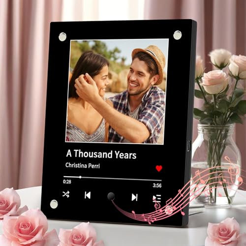Placa personalizada de Spotify que reproduce canciones cuando se hace clic, placa personalizada de Spotify con imagen, regalos personalizados para hombres y mujeres, regalos de aniversario de