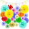 34PCS Faschingsdeko Papierblumen TREABEAR, Bunte Deko Papierblumen Dekoration, Wimpel, Dekorpapier Blumenpuscheln Papier, Karneval Deko, Faschingsdeko Hängend, Geburtstagsdeko Hochzeitsdeko Partydeko