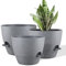 FORAGIFT 25/23/20cm Self-Watering Plant Pots Indoor, 3 Pack Large Plastic Plant Pots with Deep Reservior and High Drainage Holes for Indoor Outdoor Plants and Flowers, Grey with Speckles
