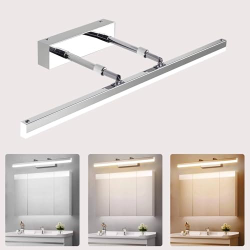 12W LED Bathroom Mirror Light 40CM Bath Wall Light Mirror Lamps 3 Color Temperature 180° Rotatable Picture Lights for Wall, Scalable Wall Lamp for Mirror Cabinet Vanity Paintings, 3000K/4500K/6000K