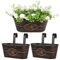 BOOMTOP 2Pcs Metal Hanging Flower Pots, Vintage Iron Hanging Planters Bucket with Removable Hooks Metal Plant Pots for Fence Balcony Garden Home Decoration (Vintage Black)