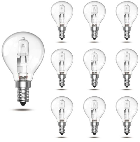 Luxvista 28W E14 G45 Golf Ball Bulb Dimmable, Equivalent 40W Classic Mini Globes Clear Round Light Bulbs, SES E14 Small Screw Fitting P45 GolfBall Lamp, Warm White 2700K, 230V, 10 Pack