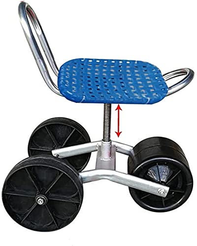 Gartenwagen Sitz mit Rollen und Stauraum für kleine Gartengeräte/Blau