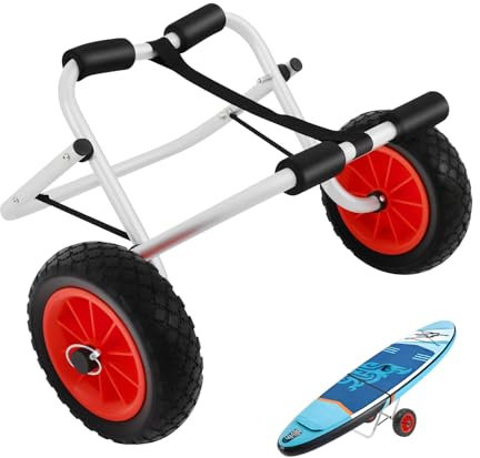 buedmsk Kanuwagen, Kajakwagen Kanuwagen PU Räder bis 80 kg mit Kugellager, Klappbar Transportwagen für SUP Board, Boote, Kanus und Kajaks
