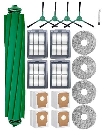 Jegehoyo Set de 18 pièces de Rechange pour Robot iRobot Roomba 405/505 Combo : 1x Brosse Principale, 4X brosses latérales, 4X filtres, 4X lingettes, 4X Sacs, 1x Brosse col de Cygne