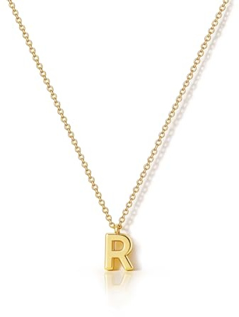 HANLI Kette Gold Damen - 14K Gold Vergoldet Goldkette mit Buchstaben Kette Damen Halskette Schmuck Personalisierte Geschenk für Frauen Mädchen Freundin