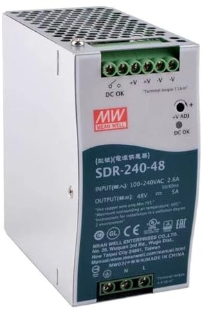 QTAZMJPB 1 Uds SDR-240-48 Fuente de alimentación conmutada de función Industrial DIN Rail PFC de Salida única auténtica 48V 5A