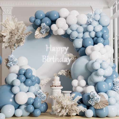 AULE Luftballon Girlande Blau: 155 Stück Blaue Matte Ballons Girlande Set Ballongirlande Latex Luftballons für Geburtstag Party Hochzeit Baby Shower Deko