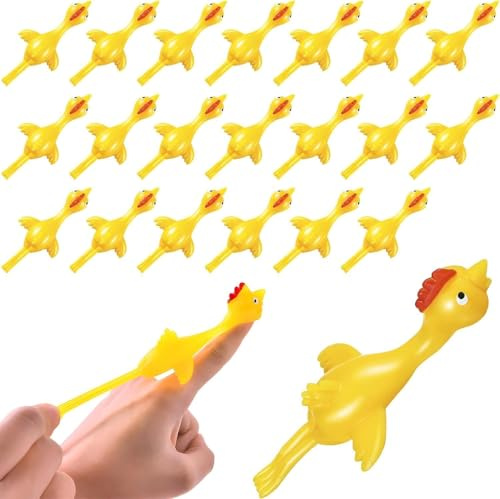 KSHGTB Shooting Chicken Finger Sling Toy - 30pcs Adhesive Wall Interactive Game for everyone with Stress Relief Design, Yellow Plastic Fun Toys for Indoor Play and Skill Development