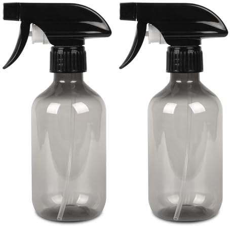 SZSLMY 2 Stück 300 ml Sprühflaschen zur Reinigung, leere Kunststoff-Wassersprühflaschen, verstellbar, nachfüllbar, Sprühflasche, Zerstäuber für Zuhause, Garten, Haarpflanzen (grau)