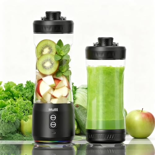 Mulli Upgraded Portable Blender, Cordless 20oz Mixer Cup for Shakes and Smoothies, Personal Blender BPA-Free with Leak-Proof Lid, Straw Lid, USB-C Rechargeable, Dishwasher Safe Parts