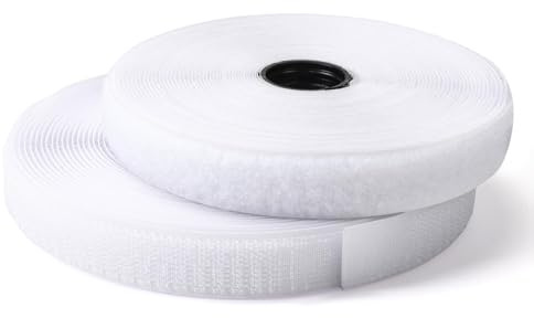 Minnhua Sew On Hook and Loop Tape 10m x 20mm Hook and Loop Strip Tape White | Nylon Fabric Fastener Sewing Fastening Tape Non-Adhesive Interlocking Tapes for Clothes Crafting Fixing Cushions