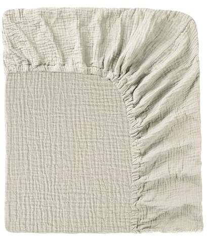 Spannbettlaken Babybett 60x120-70x140cm, 100% Baumwolle Musselin Baby Spannbetttuch mit Rundumgummi, Weich und Atmungsaktiv Babybettlaken für Kinderbett Gitterbett Beistellbett