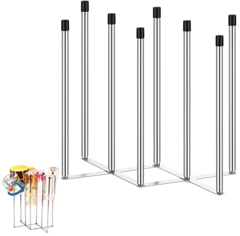 AXVRAV Foldable Bottle Dryer, Drying Rack Bottles, Bottle Holder Kitchen Made of 304 Stainless Steel with 8 Bars and Foldable Base, Baby Bottles Drying Rack for Plastic Bags, Bottles and Cups
