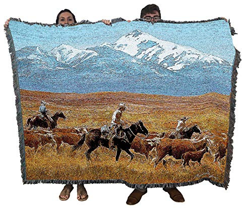 Pure Country Weavers Homeward Bound Blanket by Reginald Jones - Gift for Horse Lovers - Western Throw Woven from Cotton - Made in the USA (72x54)